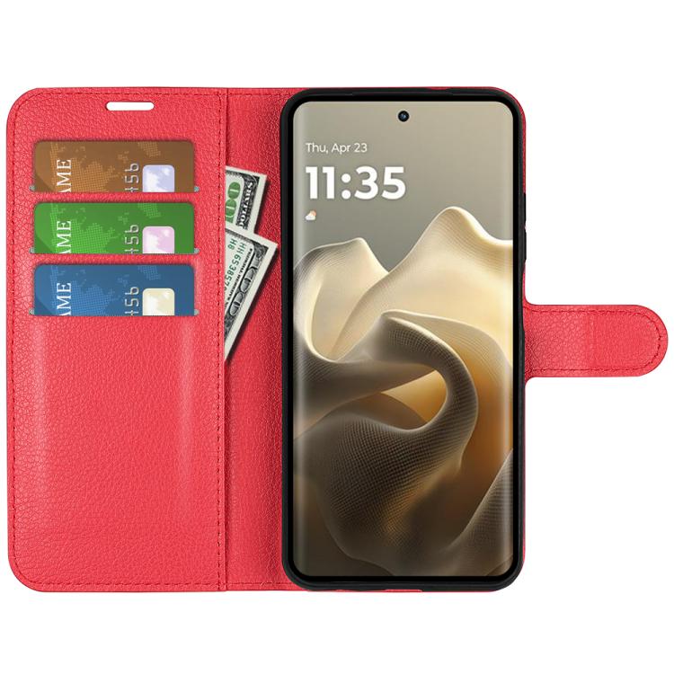 For Motorola Edge 60 Pro Litchi Texture Horizontal Flip Leather Phone Case with Holder
