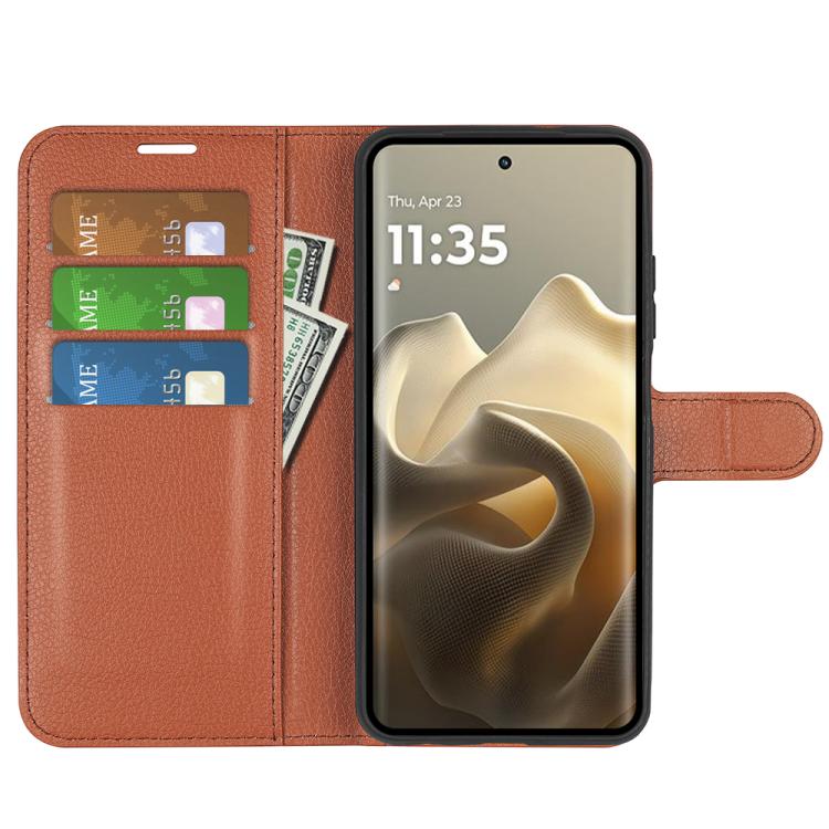 For Motorola Edge 60 Pro Litchi Texture Horizontal Flip Leather Phone Case with Holder