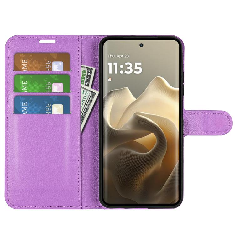 For Motorola Edge 60 Pro Litchi Texture Horizontal Flip Leather Phone Case with Holder