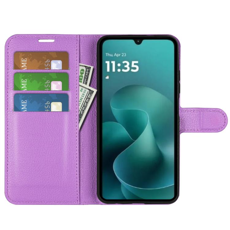 For Motorola Moto G06 4G Litchi Texture Horizontal Flip Leather Phone Case with Holder