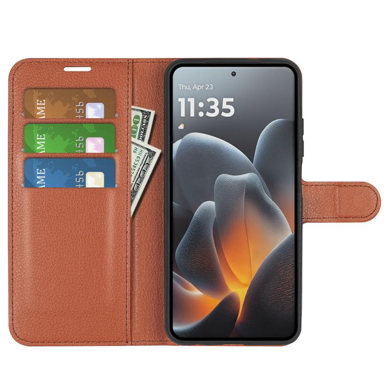 For Motorola Signature 5G Litchi Texture Horizontal Flip Leather Phone Case with Holder