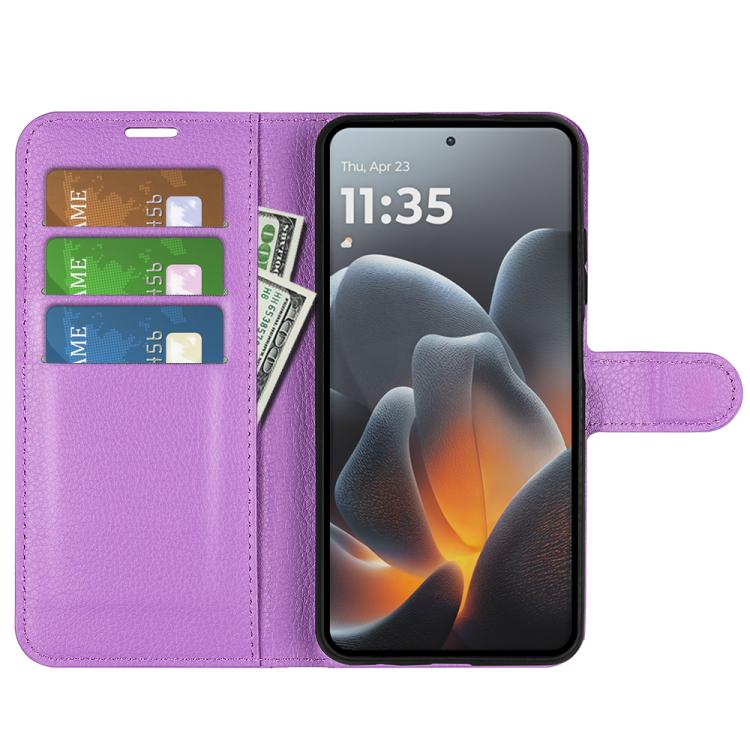 For Motorola Signature 5G Litchi Texture Horizontal Flip Leather Phone Case with Holder