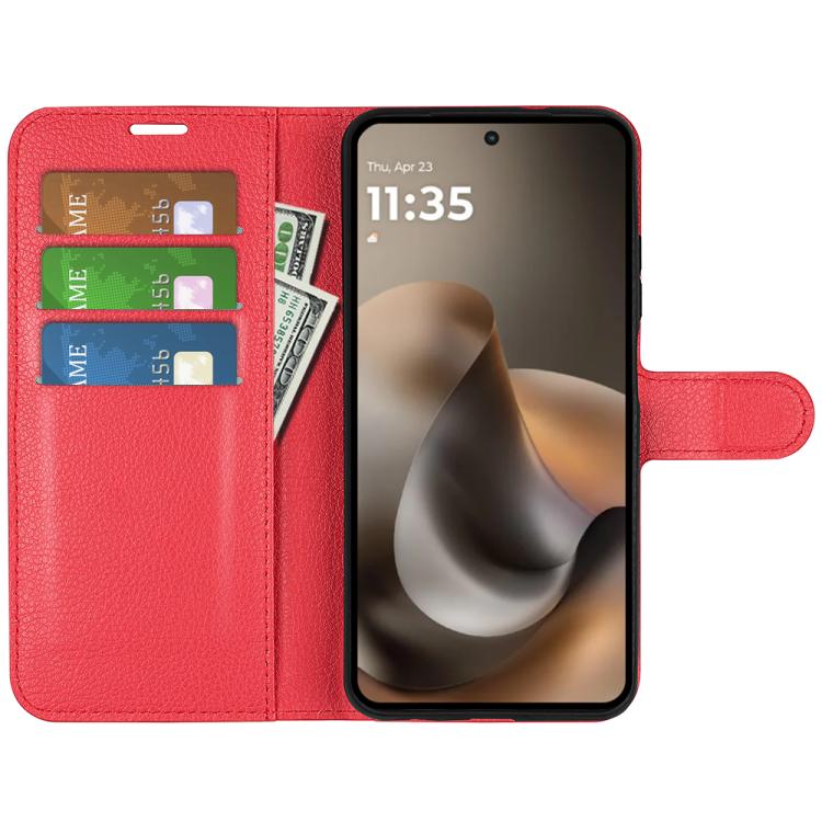 For Motorola Moto G77 / G67 5G Litchi Texture Horizontal Flip Leather Phone Case with Holder