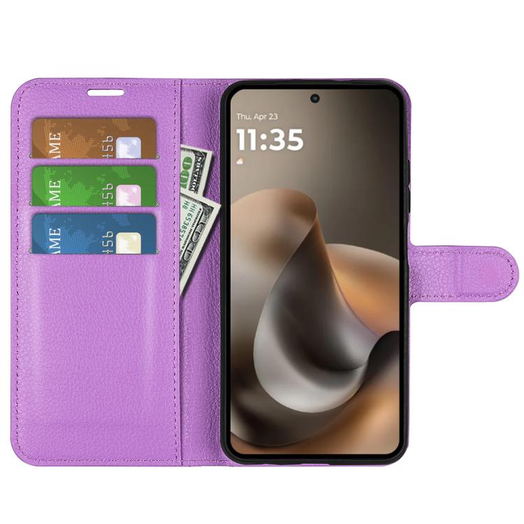 For Motorola Moto G77 / G67 5G Litchi Texture Horizontal Flip Leather Phone Case with Holder