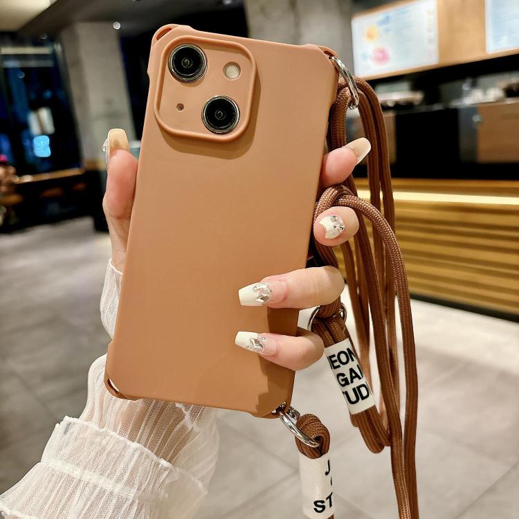 For iPhone 14 Crossbody Liquid TPU Four Corner Shockproof Phone Case