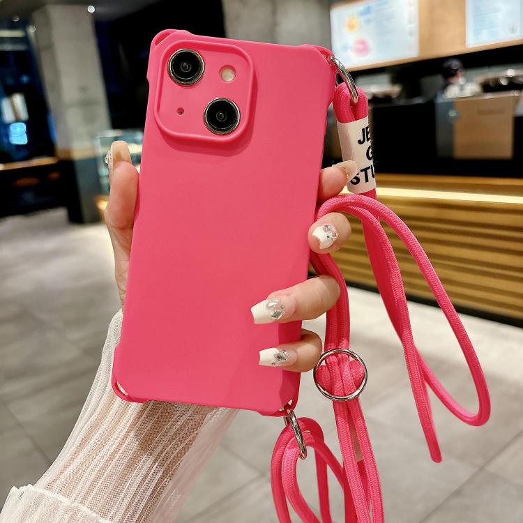 For iPhone 14 Crossbody Liquid TPU Four Corner Shockproof Phone Case