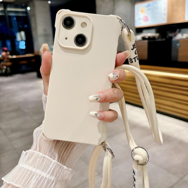 For iPhone 15 Crossbody Liquid TPU Four Corner Shockproof Phone Case