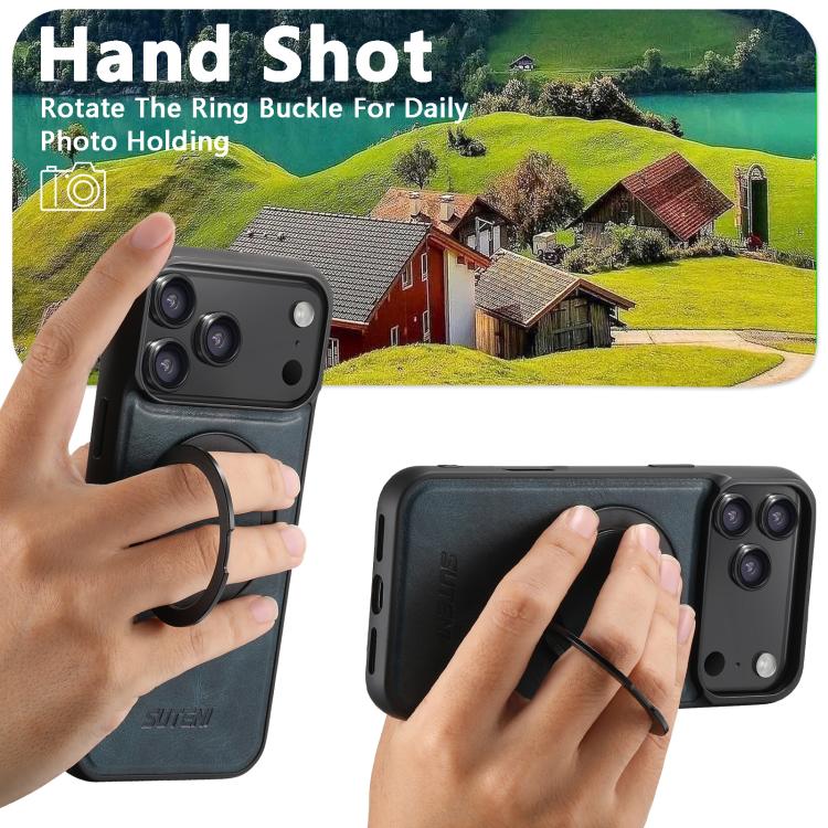 For iPhone 17 Pro Max Suteni G3 Oil Wax 360 Rotation Holder MagSafe Back Phone Case