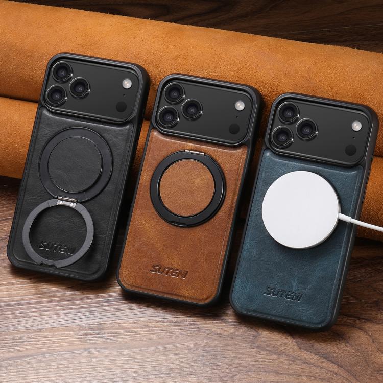 For iPhone 17 Pro Max Suteni G3 Oil Wax 360 Rotation Holder MagSafe Back Phone Case