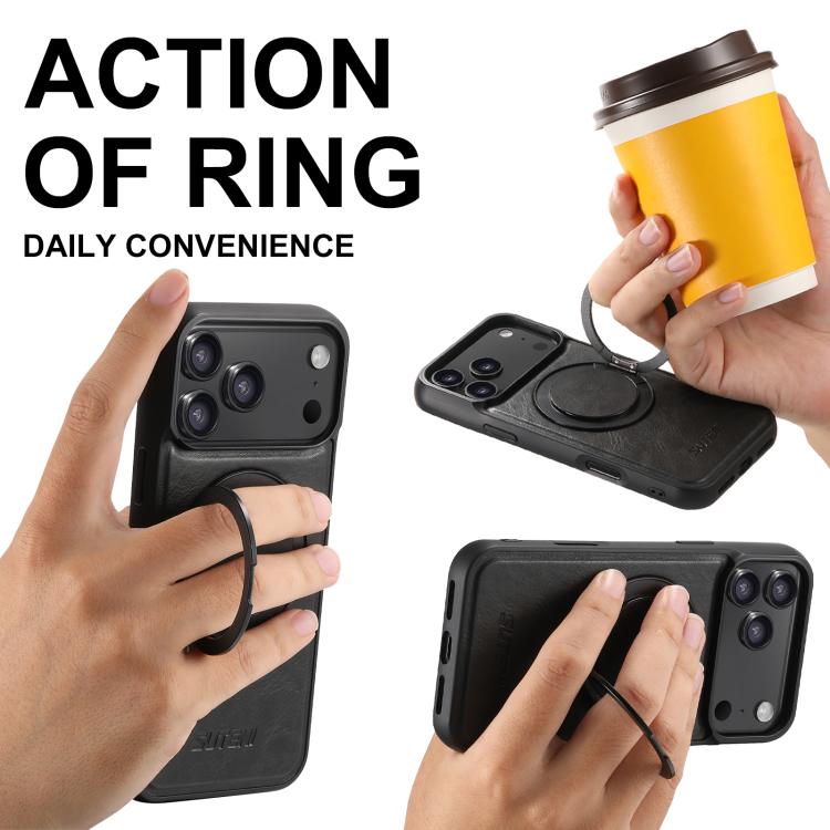 For iPhone Air Suteni G3 Oil Wax 360 Rotation Holder MagSafe Back Phone Case