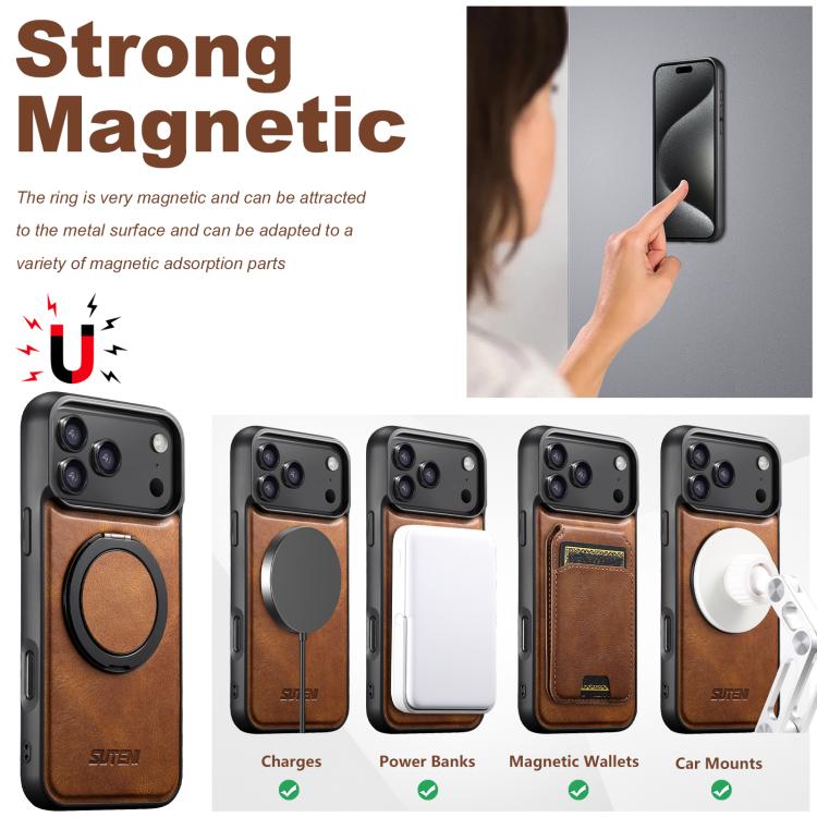 For iPhone Air Suteni G3 Oil Wax 360 Rotation Holder MagSafe Back Phone Case