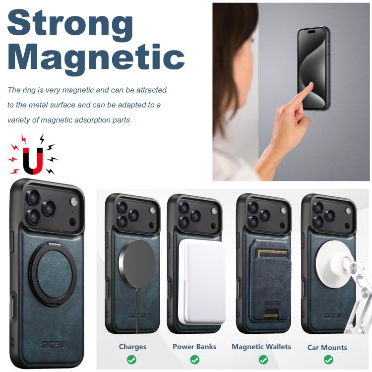 For iPhone Air Suteni G3 Oil Wax 360 Rotation Holder MagSafe Back Phone Case