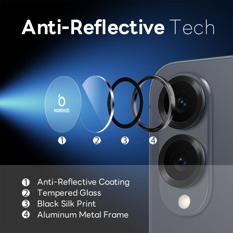 For Samsung Galaxy S25 Edge 5G NORTHJO Camera Lens Protector CD Metal Ring Tempered Glass Film