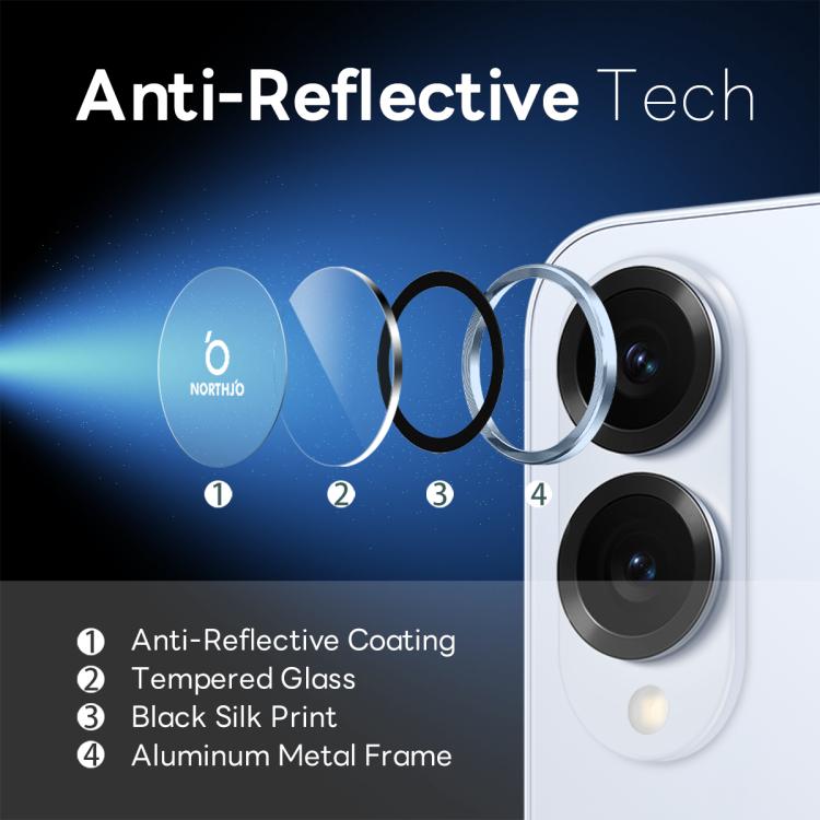 For Samsung Galaxy S25 Edge 5G NORTHJO Camera Lens Protector CD Metal Ring Tempered Glass Film