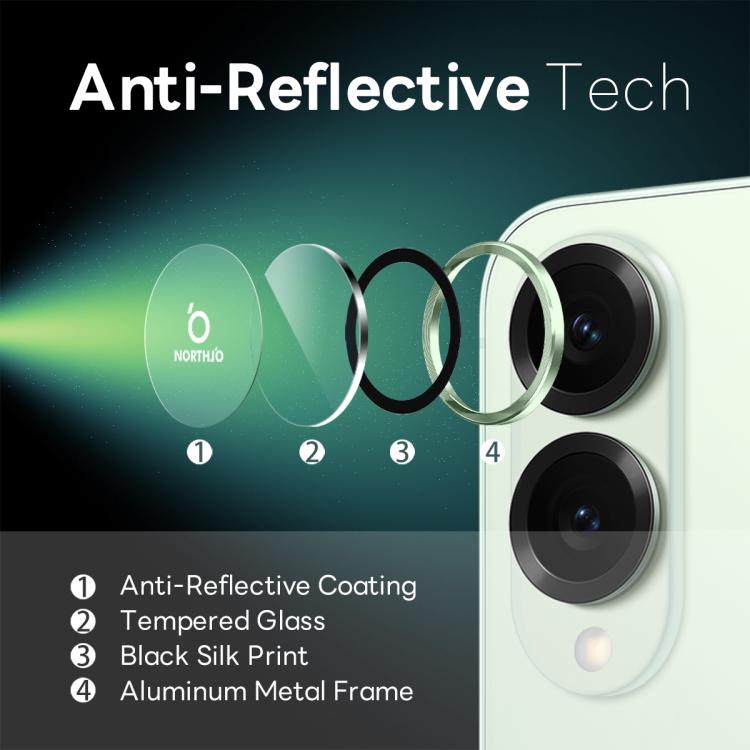 For Samsung Galaxy S25 Edge 5G NORTHJO Camera Lens Protector CD Metal Ring Tempered Glass Film