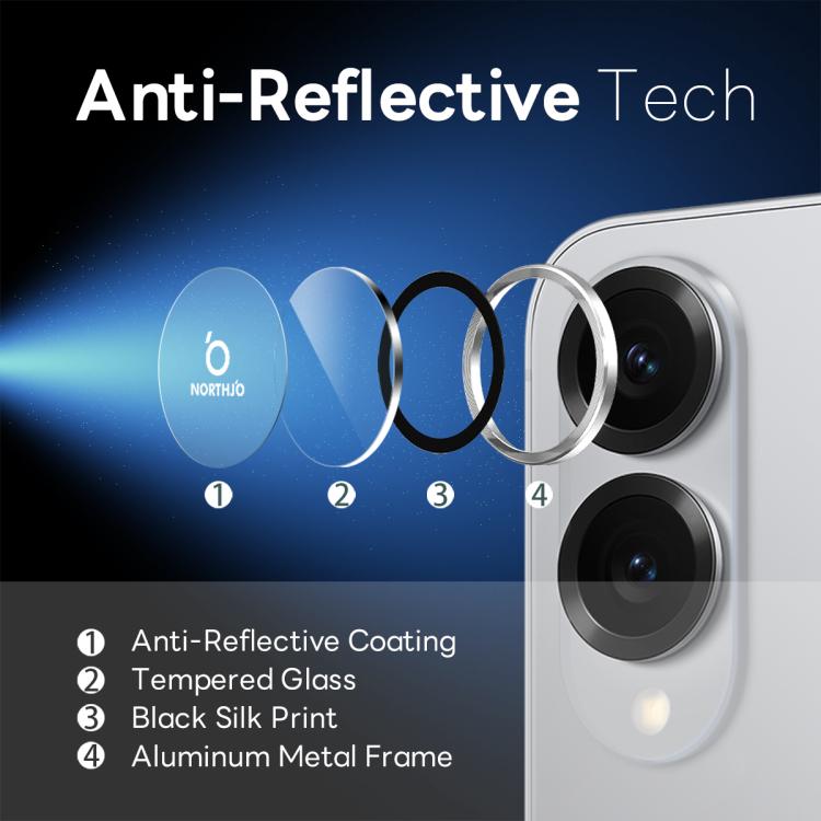 For Samsung Galaxy S25 Edge 5G NORTHJO Camera Lens Protector CD Metal Ring Tempered Glass Film