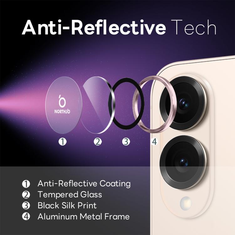 For Samsung Galaxy S25 Edge 5G NORTHJO Camera Lens Protector CD Metal Ring Tempered Glass Film