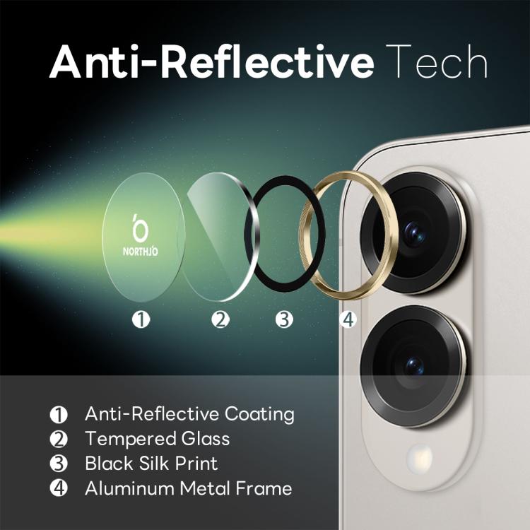 For Samsung Galaxy S25 Edge 5G NORTHJO Camera Lens Protector CD Metal Ring Tempered Glass Film
