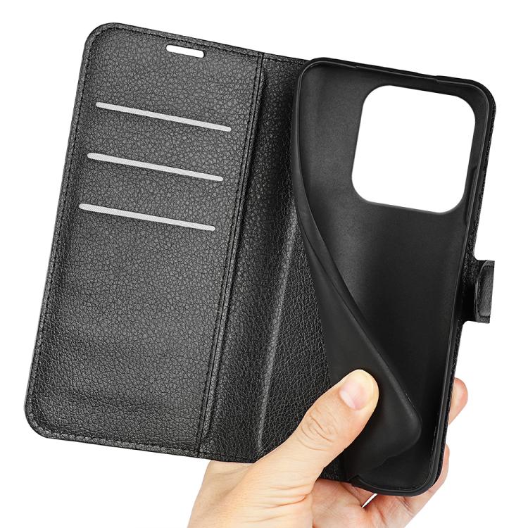 For Redmi Note 14 4G 163.25mm Litchi Texture Horizontal Flip Leather Phone Case with Holder