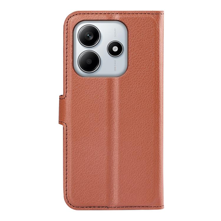 For Redmi Note 14 4G 163.25mm Litchi Texture Horizontal Flip Leather Phone Case with Holder