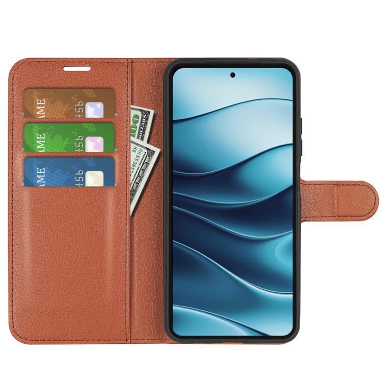 For Redmi Note 14 4G 163.25mm Litchi Texture Horizontal Flip Leather Phone Case with Holder