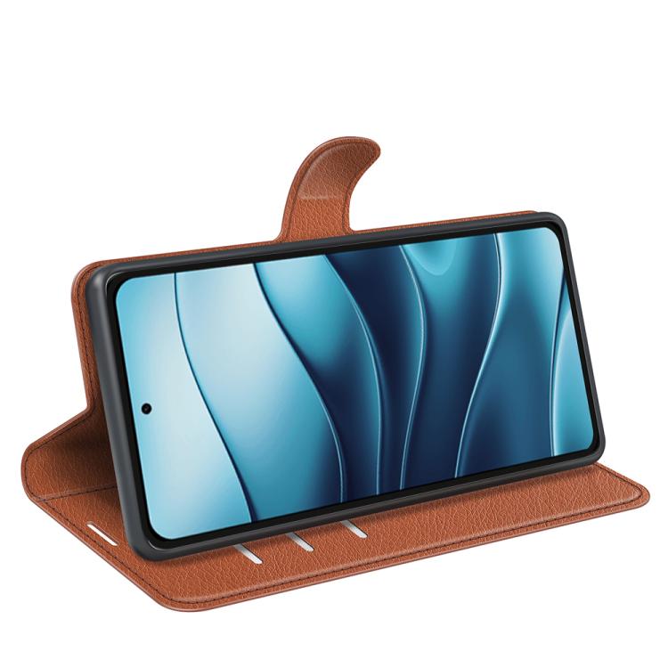 For Redmi Note 14 4G 163.25mm Litchi Texture Horizontal Flip Leather Phone Case with Holder