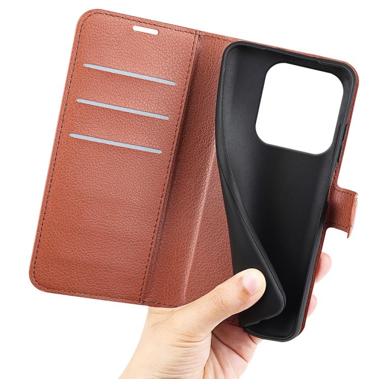 For Redmi Note 14 4G 163.25mm Litchi Texture Horizontal Flip Leather Phone Case with Holder