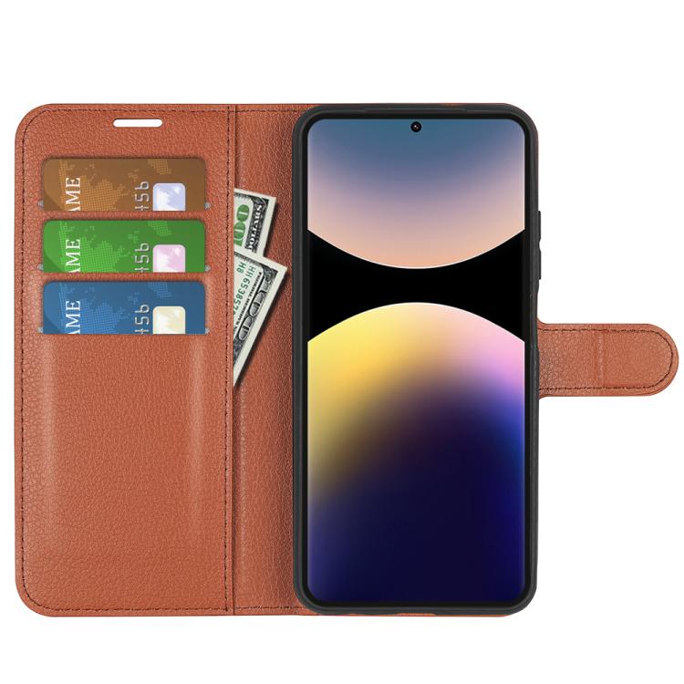 For Xiaomi Redmi Note 14 Pro 4G Litchi Texture Horizontal Flip Leather Phone Case with Holder