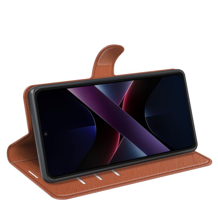 For Xiaomi Poco X7 Pro Litchi Texture Horizontal Flip Leather Phone Case with Holder