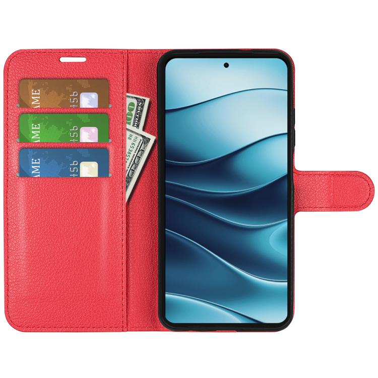 For Redmi Note 14 4G 164.84mm Litchi Texture Horizontal Flip Leather Phone Case with Holder