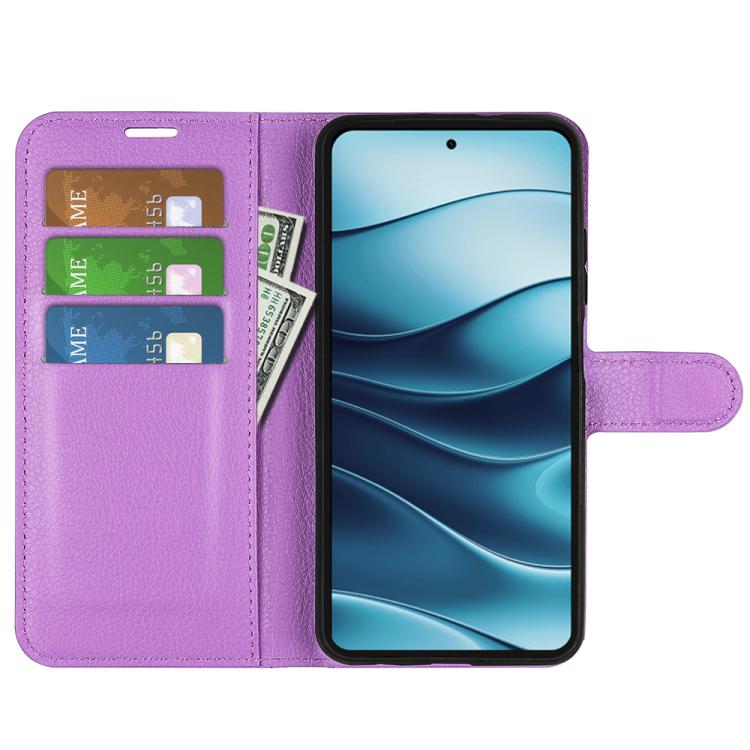 For Redmi Note 14 4G 164.84mm Litchi Texture Horizontal Flip Leather Phone Case with Holder
