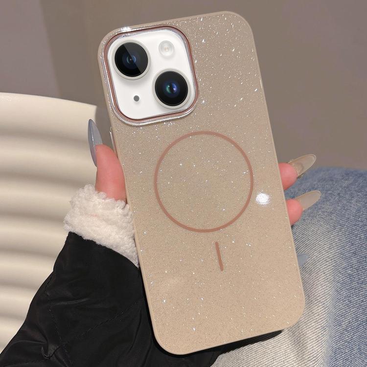 For iPhone 14 Glitter MagSafe Thin Circle TPU Phone Case