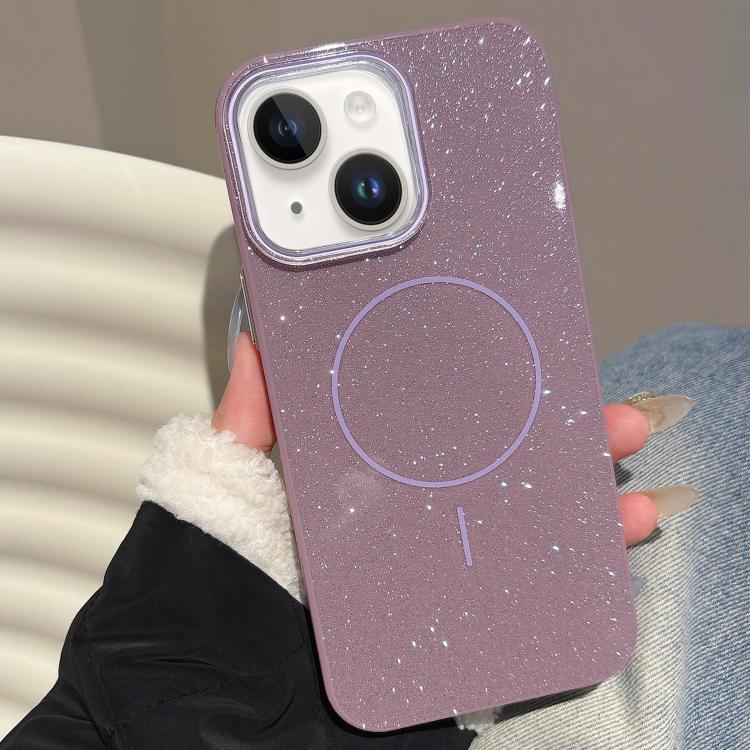 For iPhone 15 Glitter MagSafe Thin Circle TPU Phone Case