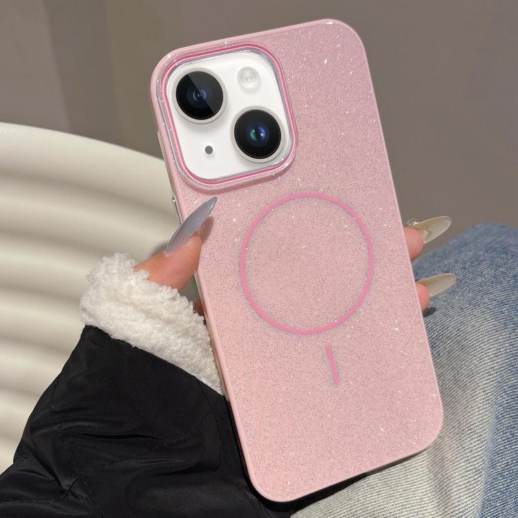 For iPhone 15 Glitter MagSafe Thin Circle TPU Phone Case
