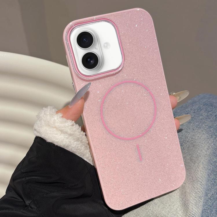 For iPhone 16 Glitter MagSafe Thin Circle TPU Phone Case