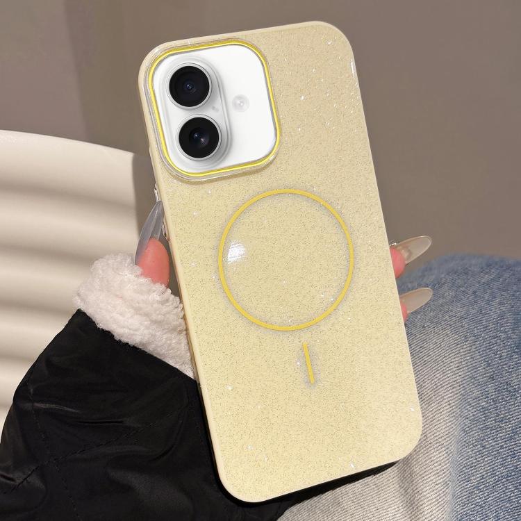 For iPhone 16 Glitter MagSafe Thin Circle TPU Phone Case