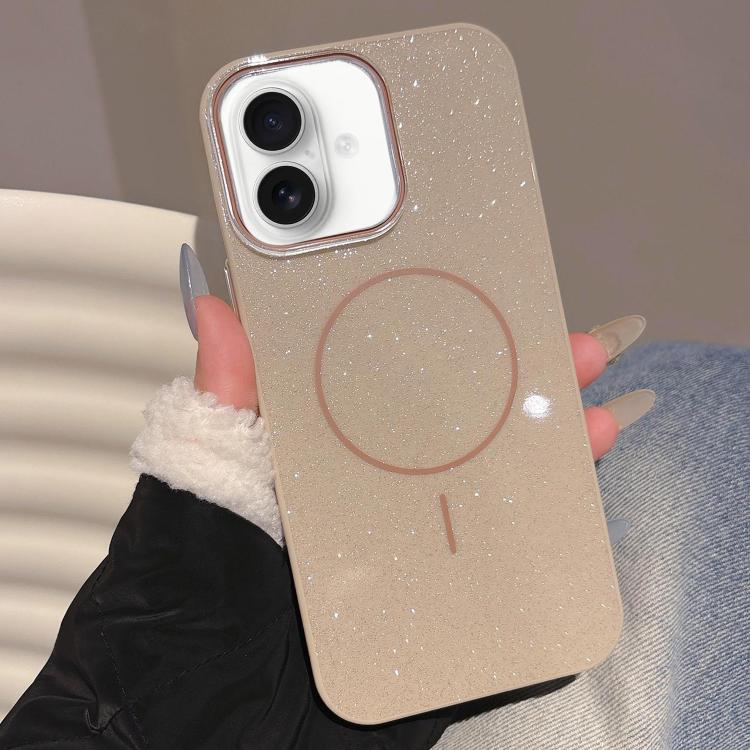 For iPhone 16 Glitter MagSafe Thin Circle TPU Phone Case