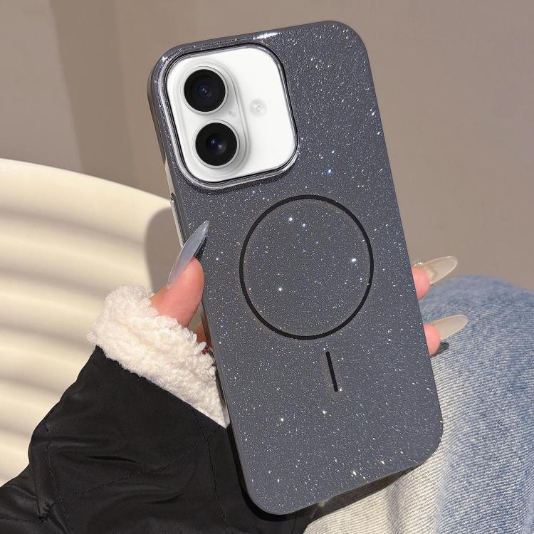 For iPhone 16 Glitter MagSafe Thin Circle TPU Phone Case
