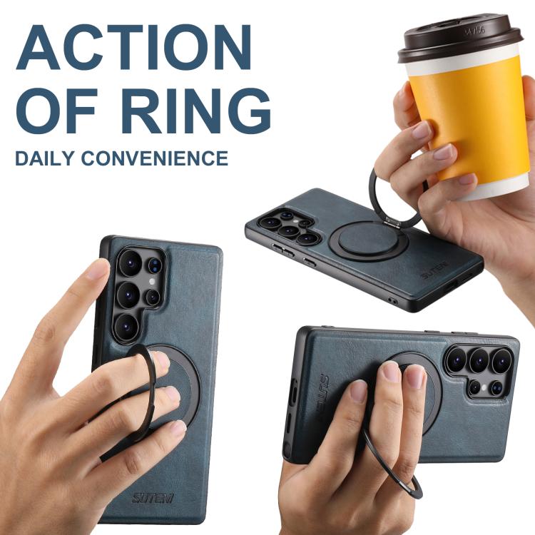 For Samsung Galaxy S25+ 5G Suteni G3 Oil Wax 360 Rotation Holder MagSafe Back Phone Case