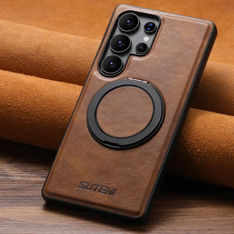 For Samsung Galaxy S22+ 5G Suteni G3 Oil Wax 360 Rotation Holder MagSafe Back Phone Case
