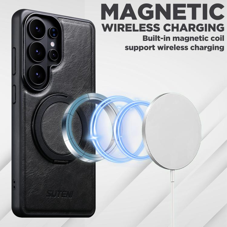 For Samsung Galaxy S26 Ultra 5G Suteni G3 Oil Wax 360 Rotation Holder MagSafe Back Phone Case