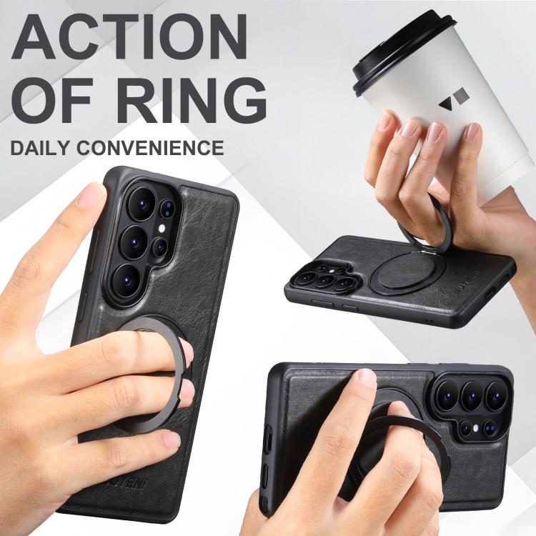 For Samsung Galaxy S26 Ultra 5G Suteni G3 Oil Wax 360 Rotation Holder MagSafe Back Phone Case