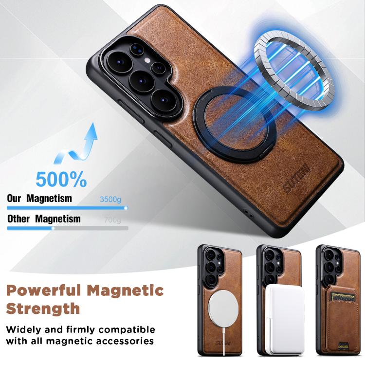 For Samsung Galaxy S26 Ultra 5G Suteni G3 Oil Wax 360 Rotation Holder MagSafe Back Phone Case