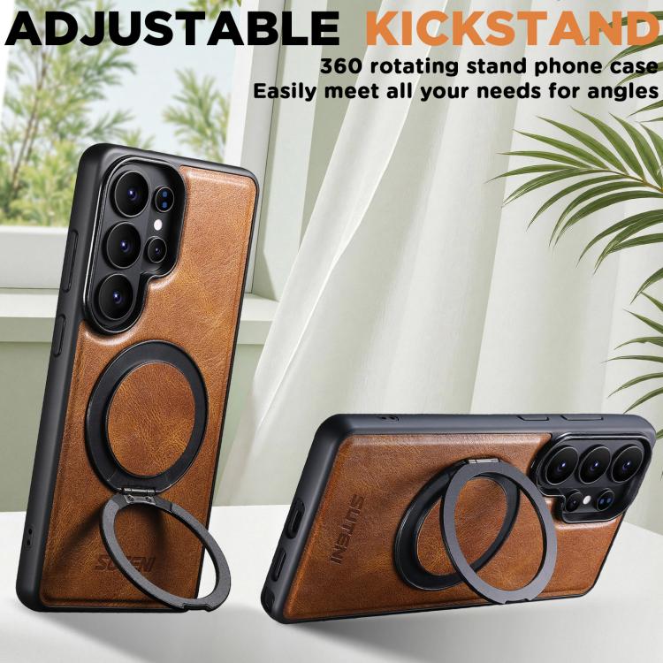 For Samsung Galaxy S26 Ultra 5G Suteni G3 Oil Wax 360 Rotation Holder MagSafe Back Phone Case
