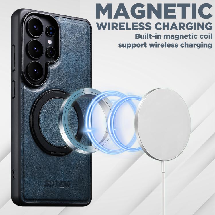 For Samsung Galaxy S26 Ultra 5G Suteni G3 Oil Wax 360 Rotation Holder MagSafe Back Phone Case