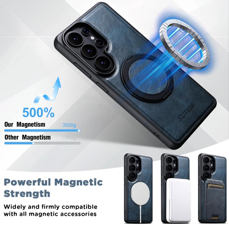 For Samsung Galaxy S26 Ultra 5G Suteni G3 Oil Wax 360 Rotation Holder MagSafe Back Phone Case