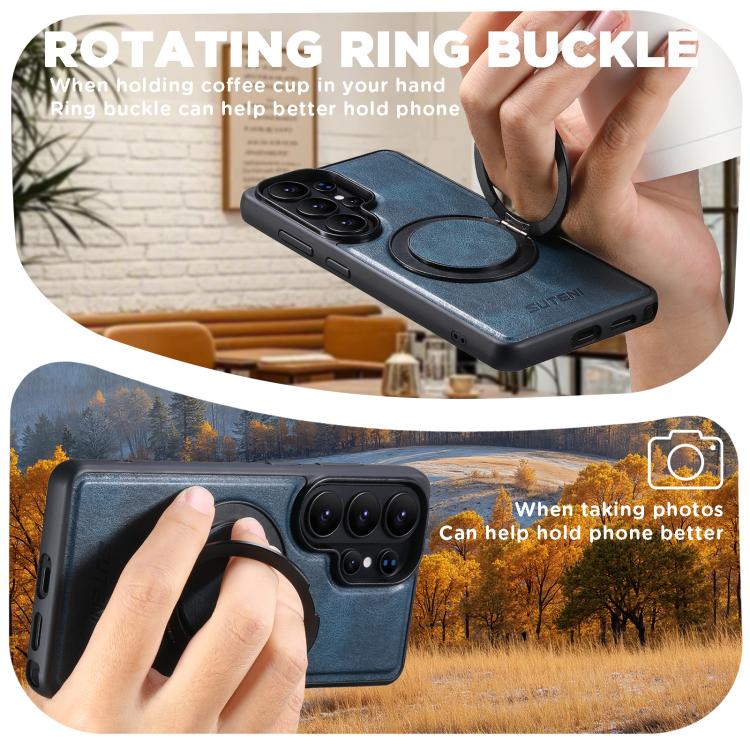 For Samsung Galaxy S26 Ultra 5G Suteni G3 Oil Wax 360 Rotation Holder MagSafe Back Phone Case