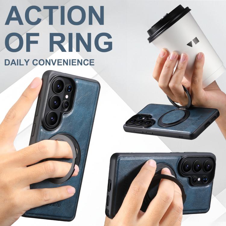 For Samsung Galaxy S26 Ultra 5G Suteni G3 Oil Wax 360 Rotation Holder MagSafe Back Phone Case