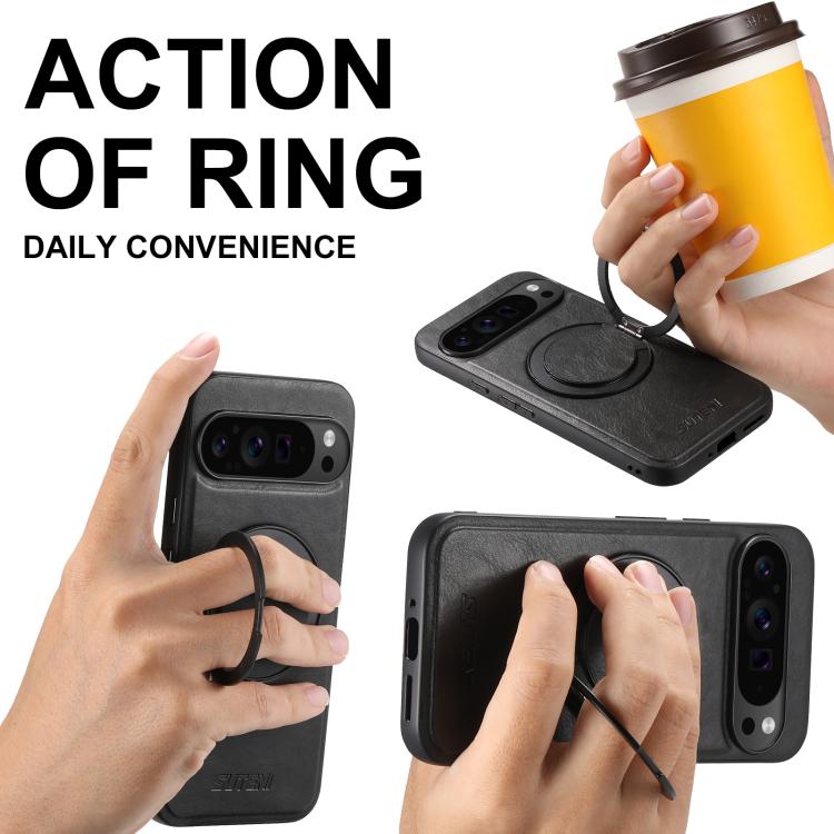 For Google Pixel 8 Suteni G3 Oil Wax 360 Rotation Holder MagSafe Back Phone Case