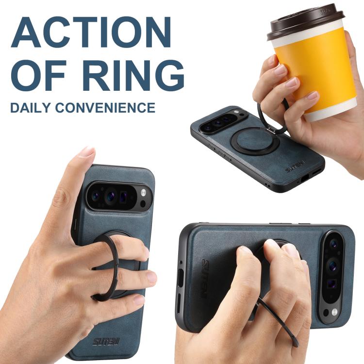 For Google Pixel 7 Suteni G3 Oil Wax 360 Rotation Holder MagSafe Back Phone Case